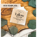 White Label Tallow Soap: Square / Blank / Lemon + Eucalyptus-9