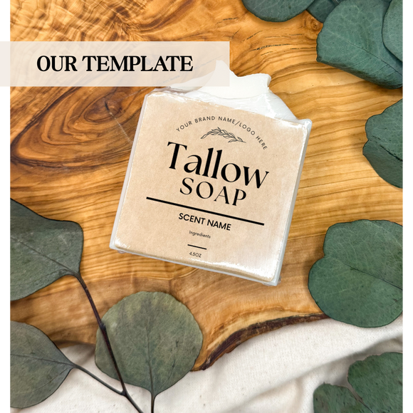 White Label Tallow Soap: Square / Blank / Lemon + Eucalyptus