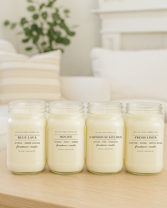 16 oz Farmhouse Jar Soy Candle | Seasonal & Classic Scents